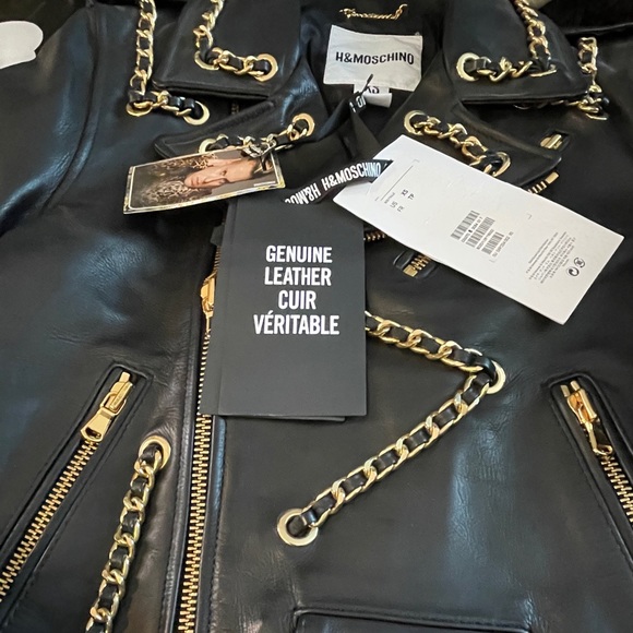 Moschino x H&M Limited Edition Leather with Gold chain link Jacket - Picture 4 of 10